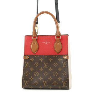 LOUIS VUITTON Fold tote Size PM Monogram/Calf Leather Cerise/Cream/Brown M45389